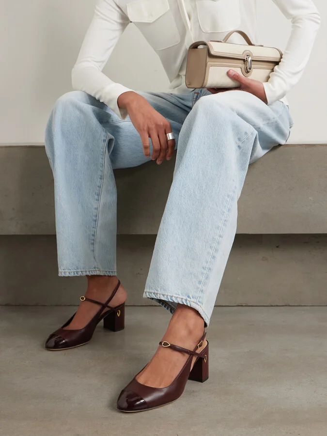 Jennifer Chamandi - Mattia Leather Slingback Pumps - Burgundy - Image 2