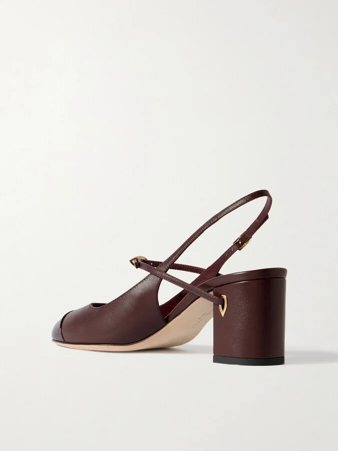 Jennifer Chamandi - Mattia Leather Slingback Pumps - Burgundy - Image 3