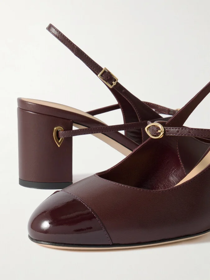 Jennifer Chamandi - Mattia Leather Slingback Pumps - Burgundy - Image 4