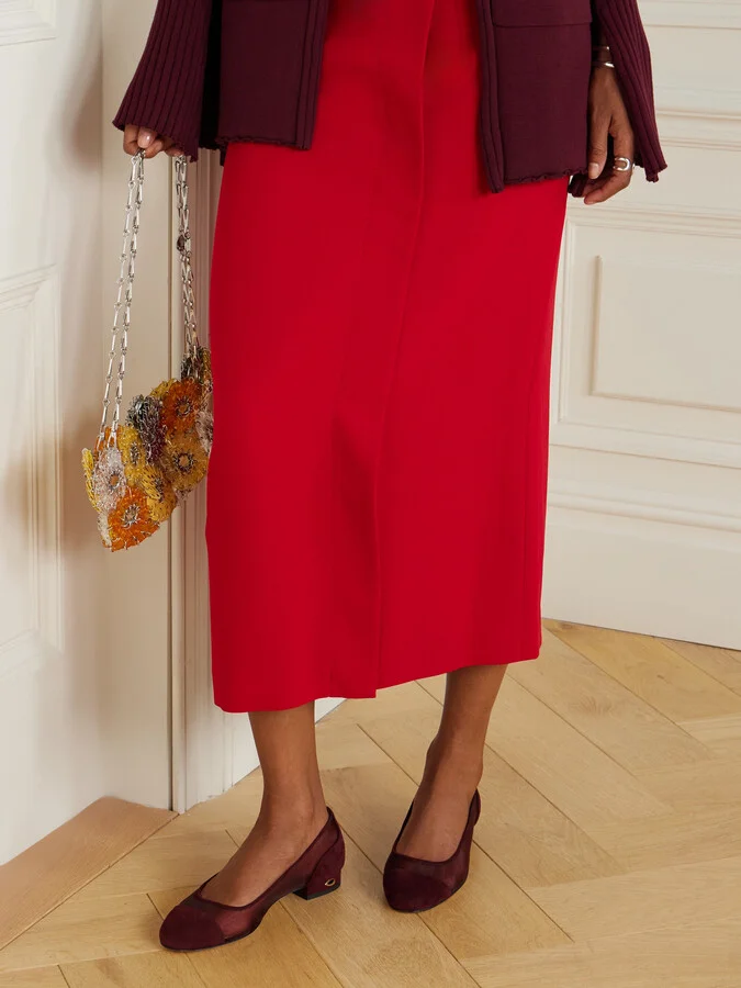 Jennifer Chamandi - Paolo 20 Suede And Mesh Ballet Flats - Burgundy - Image 5