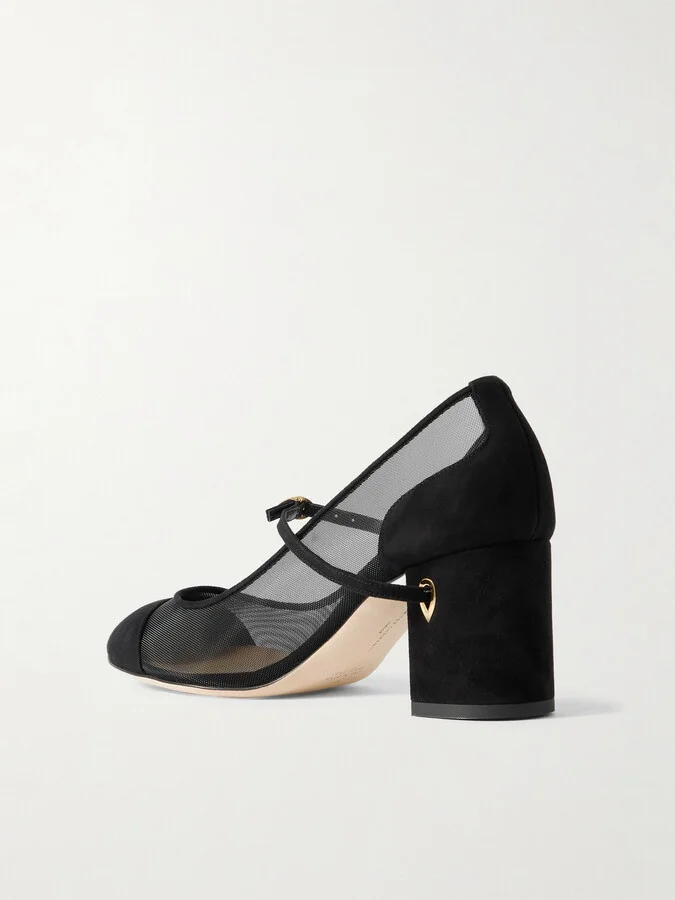 Jennifer Chamandi - Paolo 65 Mesh And Suede Pumps - Black - Image 3