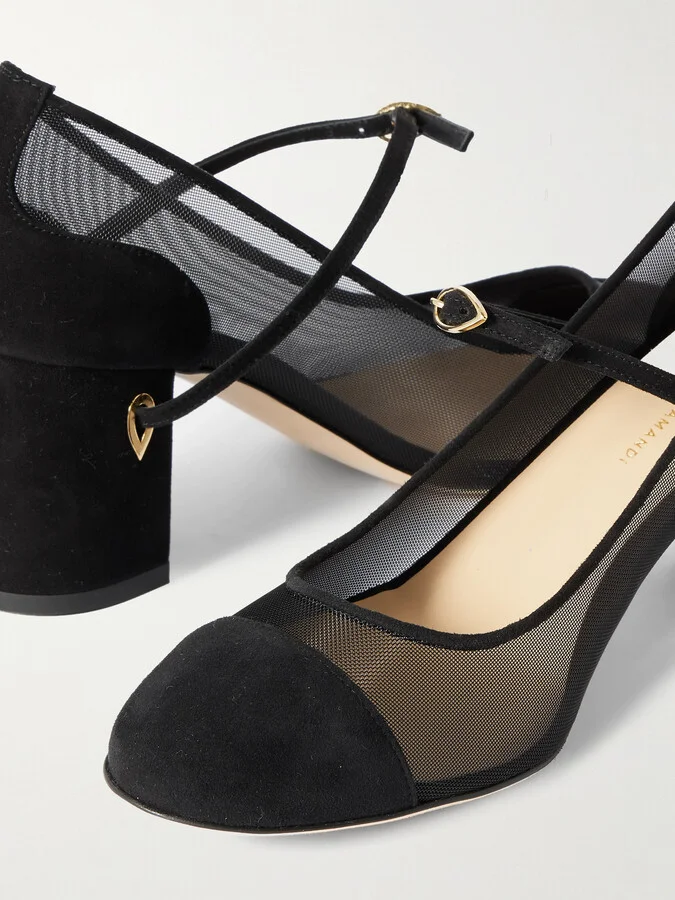 Jennifer Chamandi - Paolo 65 Mesh And Suede Pumps - Black - Image 4