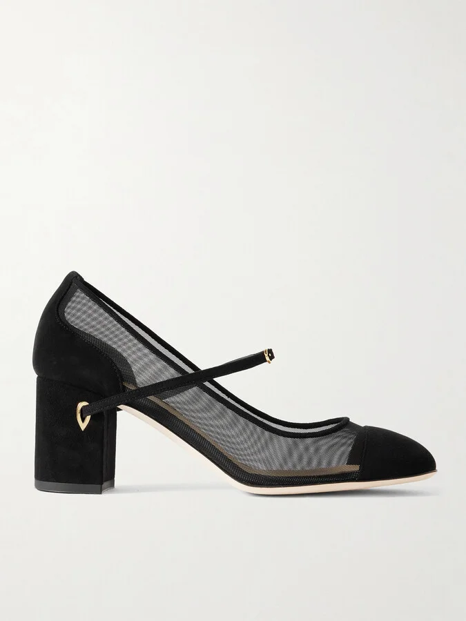 Jennifer Chamandi - Paolo 65 Mesh And Suede Pumps - Black