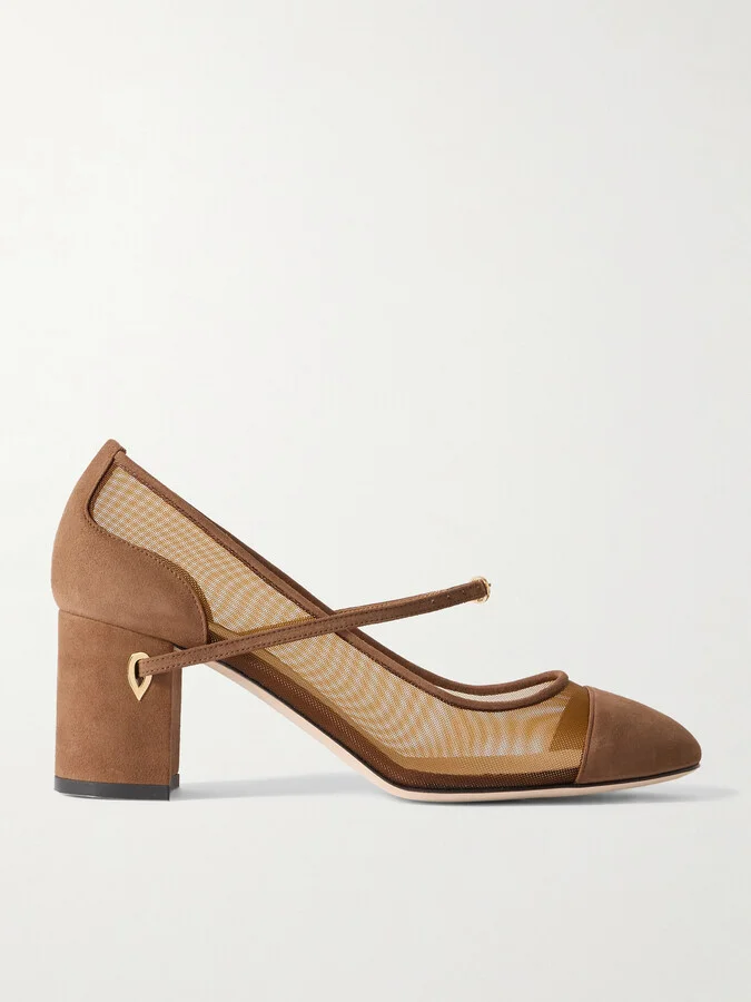 Jennifer Chamandi - Paolo 65 Mesh And Suede Pumps - Brown
