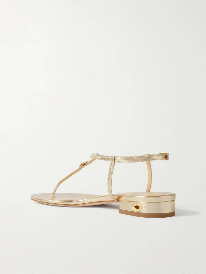 Jennifer Chamandi - Pietro 20 Metallic Leather Sandals - Gold - Image 3