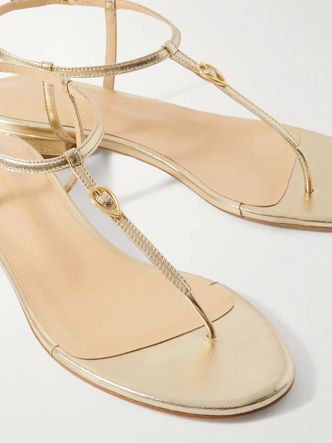 Jennifer Chamandi - Pietro 20 Metallic Leather Sandals - Gold - Image 4