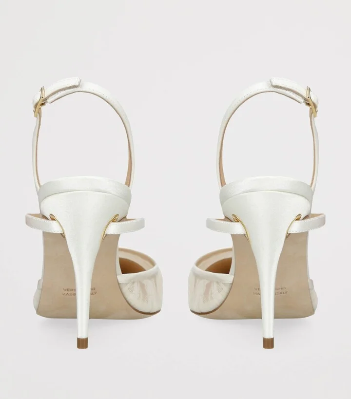 Jennifer Chamandi Satin Vittorio Slingback Pumps 85 - Image 2