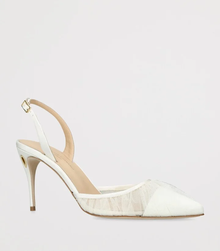Jennifer Chamandi Satin Vittorio Slingback Pumps 85 - Image 3