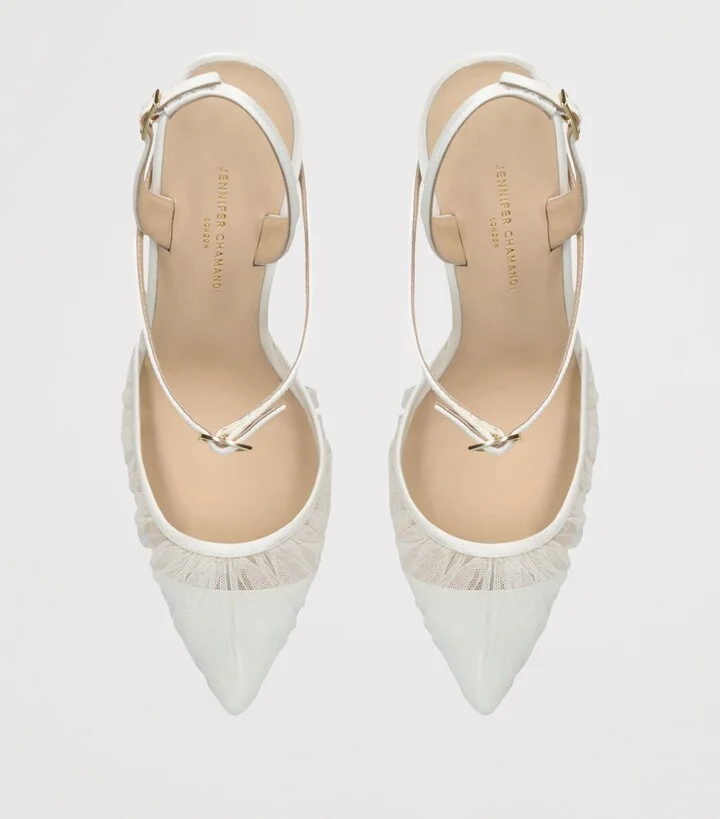 Jennifer Chamandi Satin Vittorio Slingback Pumps 85 - Image 4
