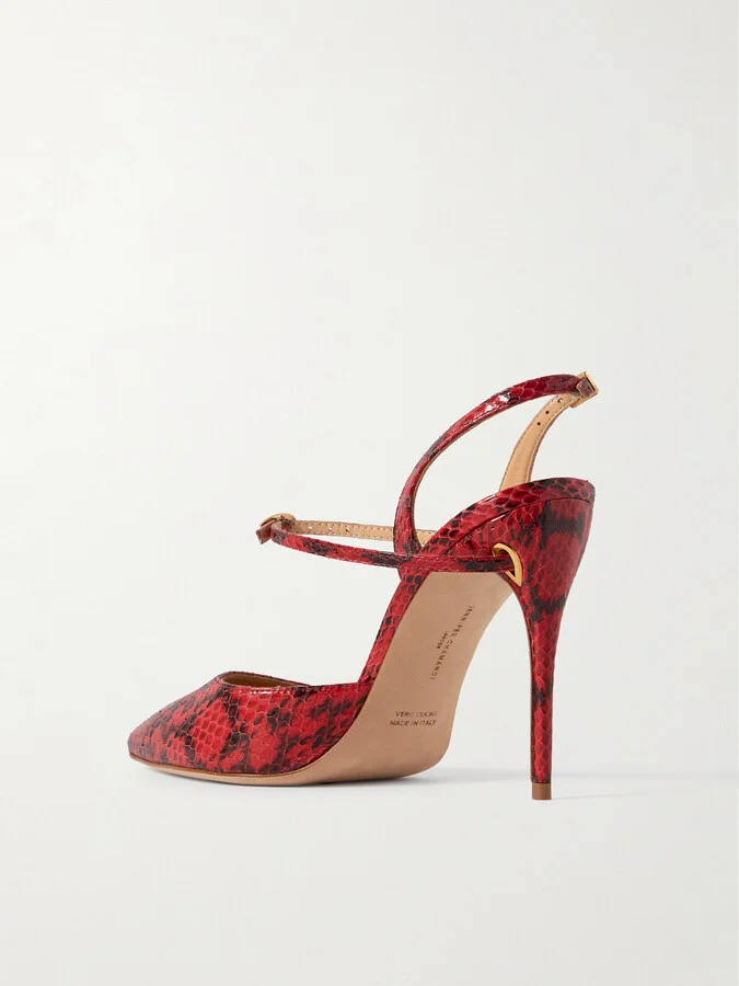 Jennifer Chamandi - Vittorio 105 Elaphe Point-toe Slingback Pumps - Red - Image 3