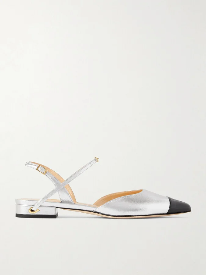 Jennifer Chamandi - Vittorio 20 Metallic Leather Pointed-toe Slingback Flats - Silver
