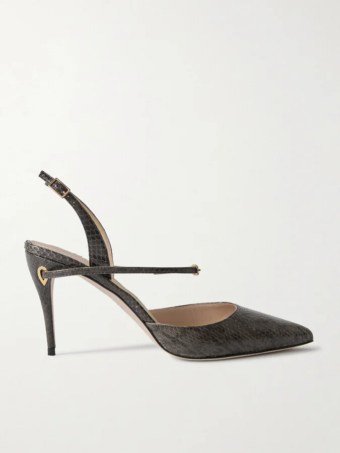 Jennifer Chamandi - Vittorio 85 Elaphe Point-toe Slingback Pumps - Brown