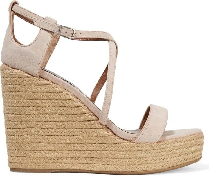 Jenny Flesh Kicksuede Wedge Sandals Shoes, Rose Gold