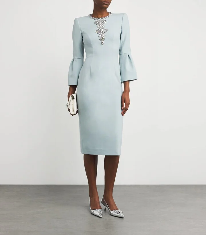 Jenny Packham Crepe Embellished Margot Midi Dress - Image 2