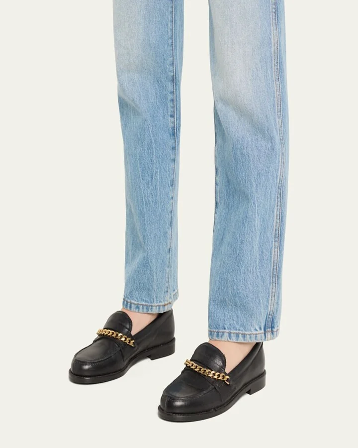 Jerry Chain Leather Penny Loafers - Image 2