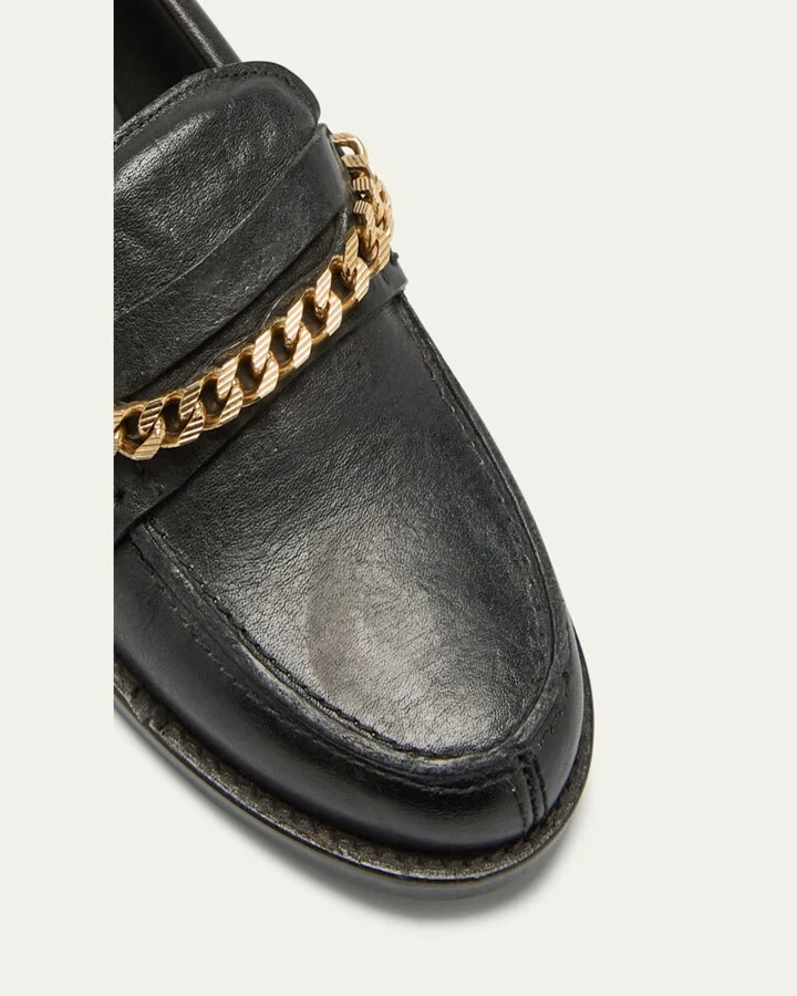 Jerry Chain Leather Penny Loafers - Image 3