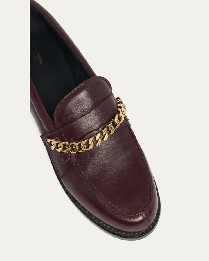 Jerry Chain Leather Penny Loafers - Image 5