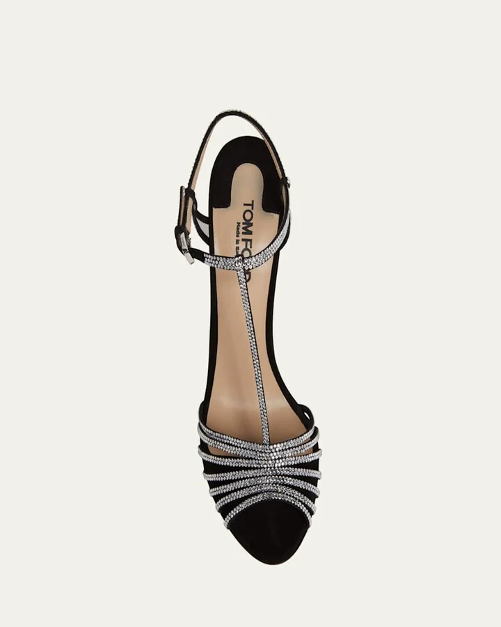Jerry Suede and Crystal Strappy Sandals - Image 3