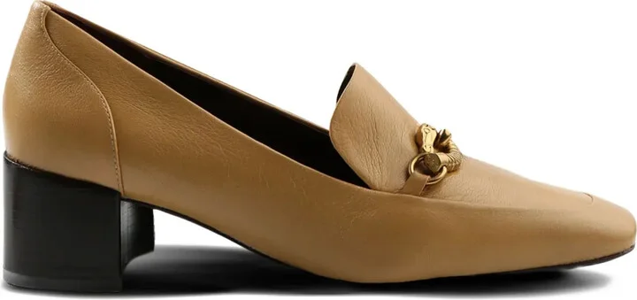 Jessa chain-embellished block-heel pumps
