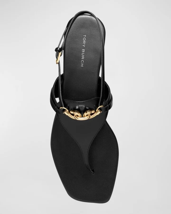 Jessa Leather Bit Chain Thong Sandals - Image 5
