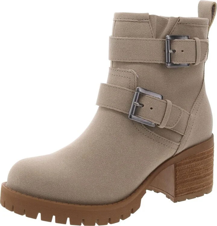 Jessi Womens Faux Leather Block Heel Ankle Boots