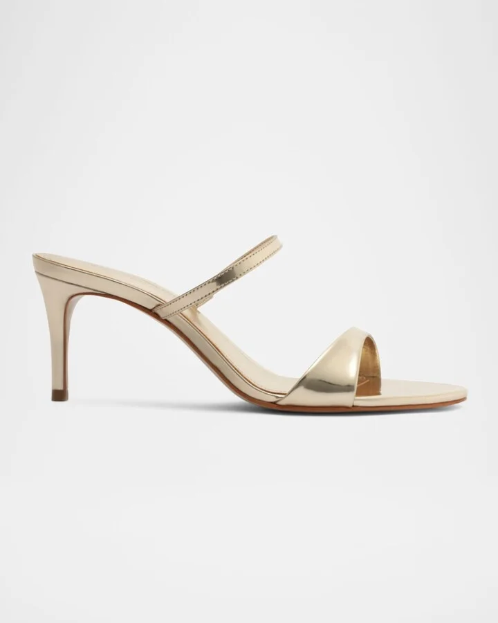 Jessica Leather Mid-Heel Mule Sandals