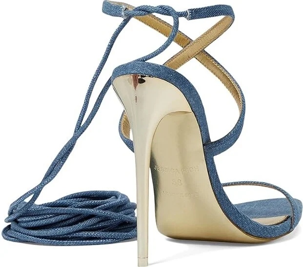 Jessica Rich Tie Up Sandal Women's Sandals Denim : 5 M, Leather - Image 4