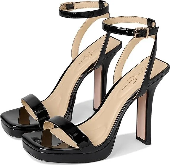 Jessica Simpson Adonia High Heel Sandals Women's Shoes Black : 8 M, Faux Leather
