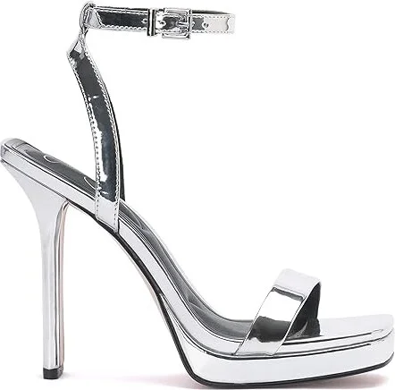 Jessica Simpson Adonia High Heel Sandals Women's Shoes Silver : 5 M, Faux Leather - Image 5