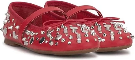 Jessica Simpson Azalina Mary Jane Flats Women's Flat Shoes Red Muse : 6 M, Leather/Polyester/Rubber