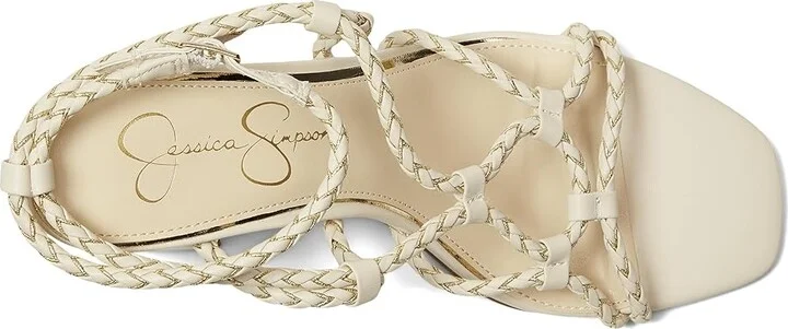Jessica Simpson Azimma Braided Block Heel Sandals Women's Sandals Soft Ivory : 11 M, Faux Leather - Image 2