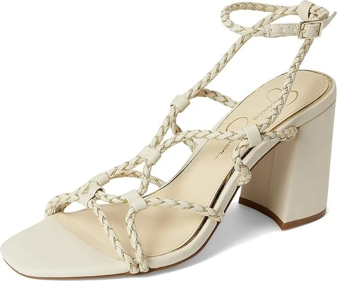 Jessica Simpson Azimma Braided Block Heel Sandals Women's Sandals Soft Ivory : 11 M, Faux Leather - Image 5