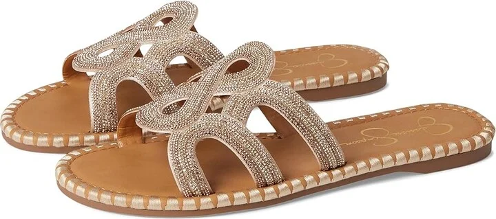 Jessica Simpson Bria Flat Woven Sandals Women's Sandals Champagne : 7.5 M, Synthetic