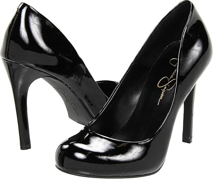 Jessica Simpson Calie High Women's Heels Black Patent : 5 M, Synthetic