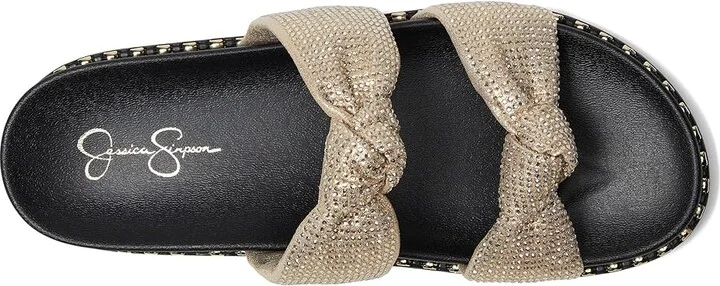 Jessica Simpson Caralyna Studded Knot Sandals Women's Sandals Champagne : 5 M, Textile - Image 2