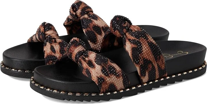 Jessica Simpson Caralyna Studded Knot Sandals Women's Sandals Natural Leopard : 6 M, Textile