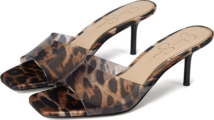 Jessica Simpson Celisha Lucite High Heel Sandals Women's Sandals Natural Leopard : 7.5 M, Synthetic