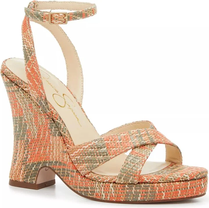 Orange/Olive Green/Beige Raffia
