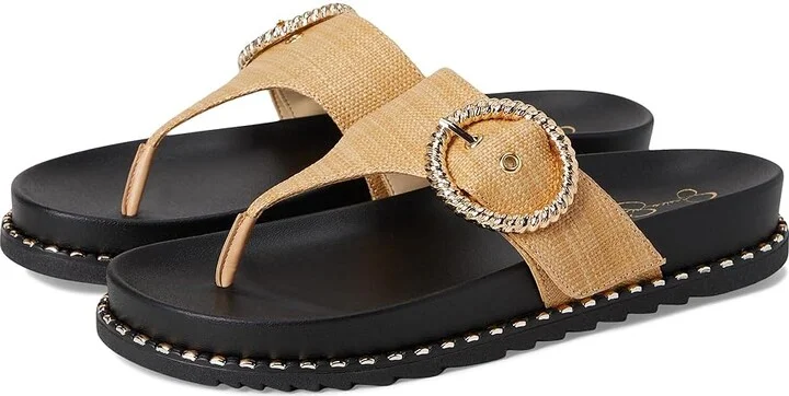 Jessica Simpson Cymmeri Buckle Sandals Women's Sandals Natural Raffia : 7 M