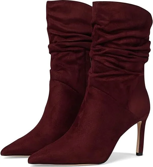 Jessica Simpson Elisiti Scrunch Bootie Women's Boots Dark Cherry : 10 M, Suede