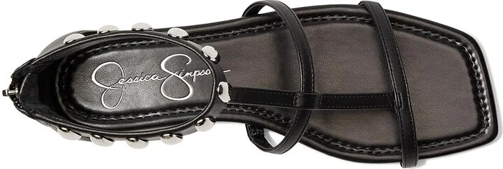 Jessica Simpson Elusta Studded T-strap Sandals Women's Sandals Black : 8.5 M, Rubber/Synthetic - Image 2