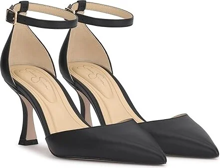 Jessica Simpson Foxena Pointed Toe Ankle Strap Pump High Women's Heels Black : 8 M, Leather/Rubber