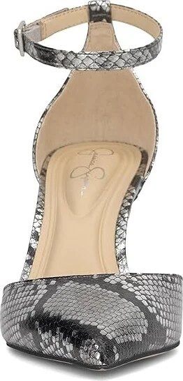 Jessica Simpson Foxena Pointed Toe Ankle Strap Pump High Women's Heels Chrome Metallic Snake : 8.5 M, Leather/Rubber - Image 5
