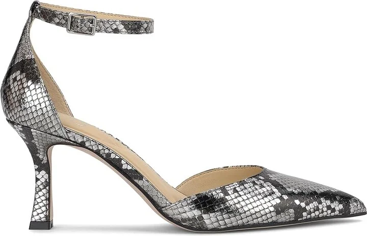 Jessica Simpson Foxena Pointed Toe Ankle Strap Pump High Women's Heels Chrome Metallic Snake : 8.5 M, Leather/Rubber - Image 6