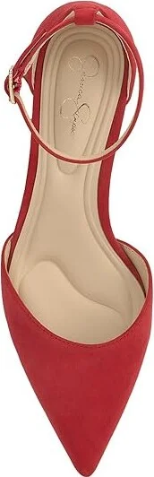 Jessica Simpson Foxena Pointed Toe Ankle Strap Pump High Women's Heels Red Muse : 8 M, Leather/Rubber - Image 2
