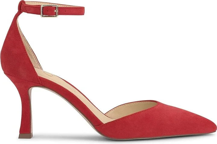 Jessica Simpson Foxena Pointed Toe Ankle Strap Pump High Women's Heels Red Muse : 8 M, Leather/Rubber - Image 6