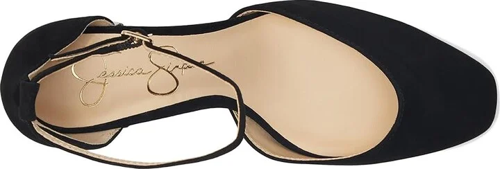 Jessica Simpson Fulian Ankle Strap Block Heel Pump High Women's Heels Black : 6 M, Suede - Image 2