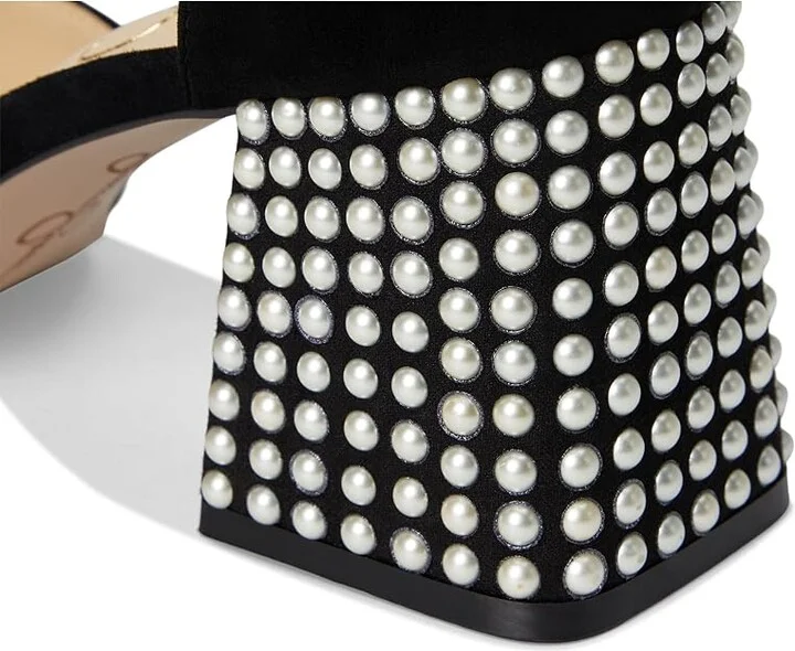 Jessica Simpson Fulian Ankle Strap Block Heel Pump High Women's Heels Black : 6 M, Suede - Image 7