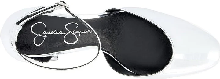 Jessica Simpson Fulian Ankle Strap Block Heel Pump High Women's Heels Silver : 5.5 M, Suede - Image 2