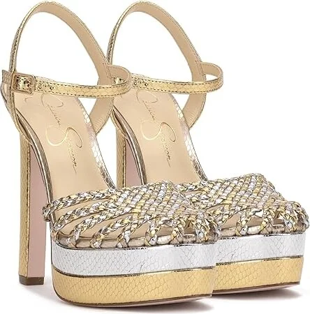 Jessica Simpson Inaia Women's Sandals Silver/Gold : 9 M, Leather